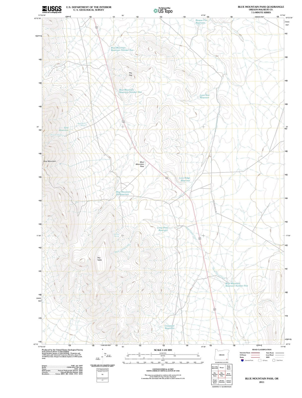 2011 Blue Mountain Pass, OR - Oregon - USGS Topographic Map