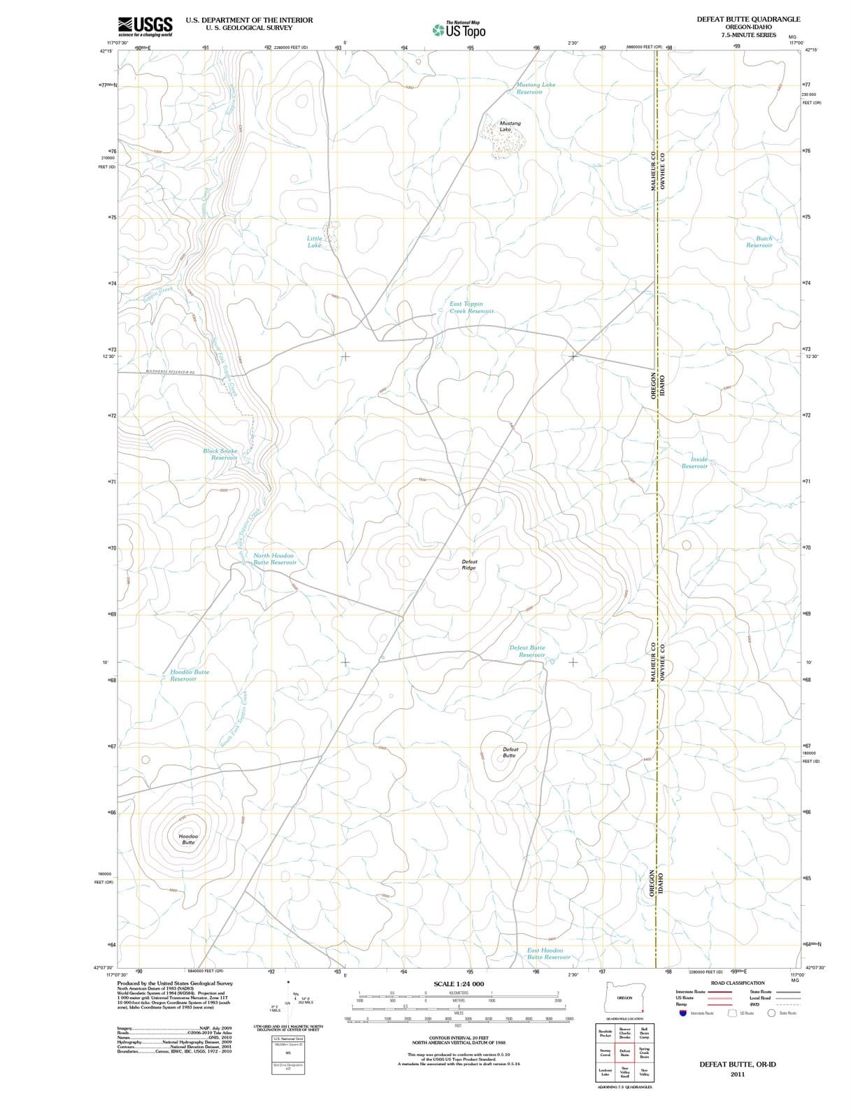 2011 Defeat Butte, OR - Oregon - USGS Topographic Map