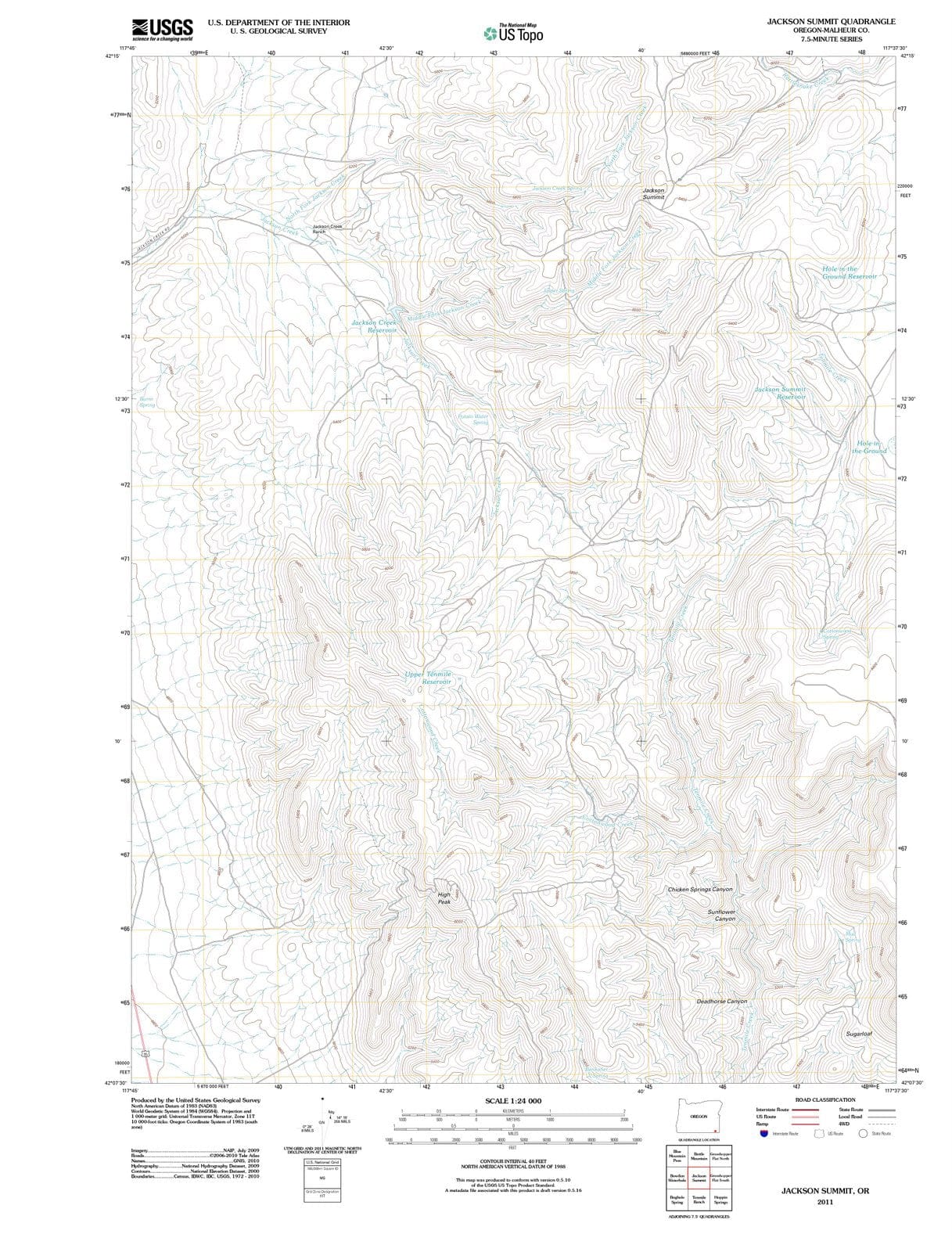 2011 Jackson Summit, OR - Oregon - USGS Topographic Map