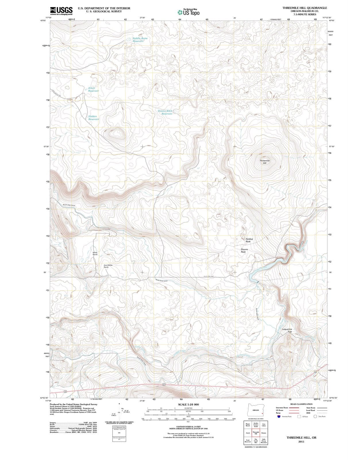 2011 Threemile Hill, OR - Oregon - USGS Topographic Map