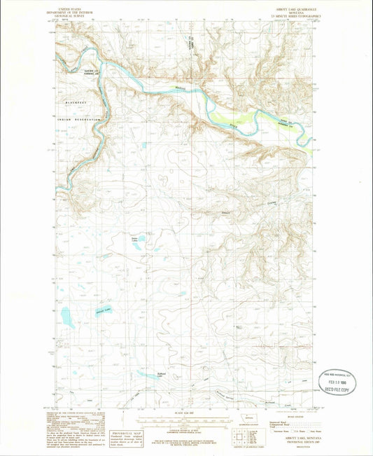 1985 Abbott Lake, MT - Montana - USGS Topographic Map