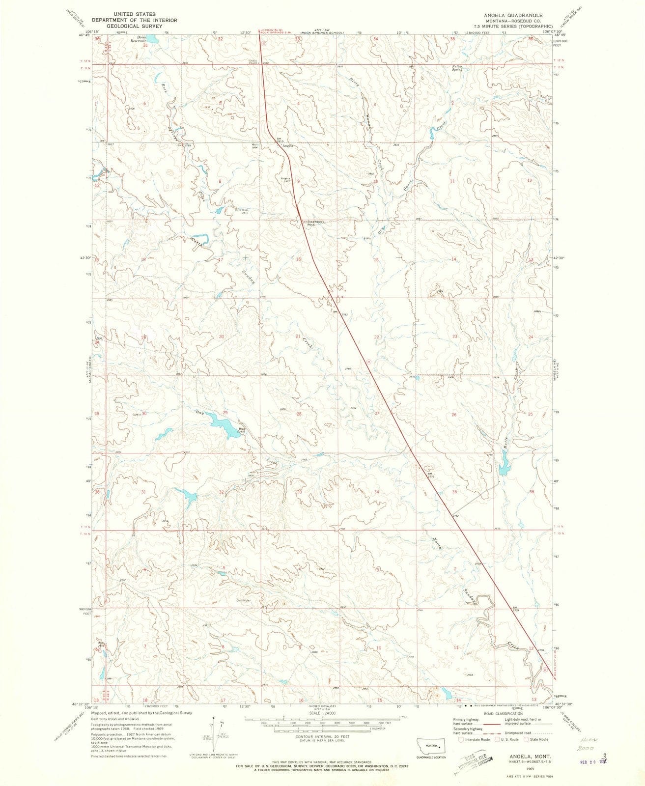 1969 Angela, MT - Montana - USGS Topographic Map v2