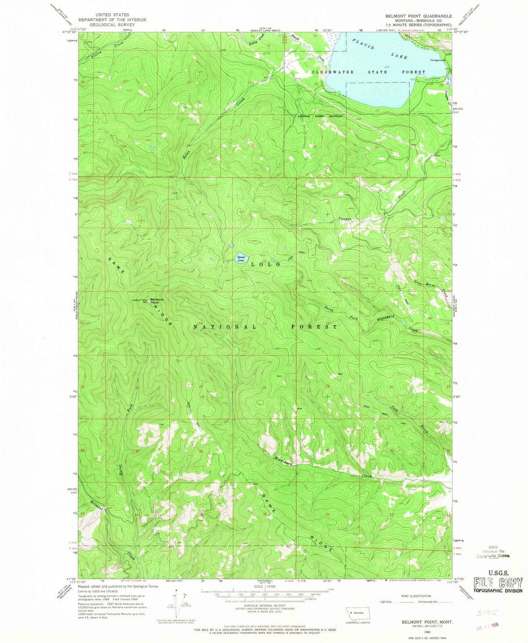 1965 Belmont Point, MT - Montana - USGS Topographic Map
