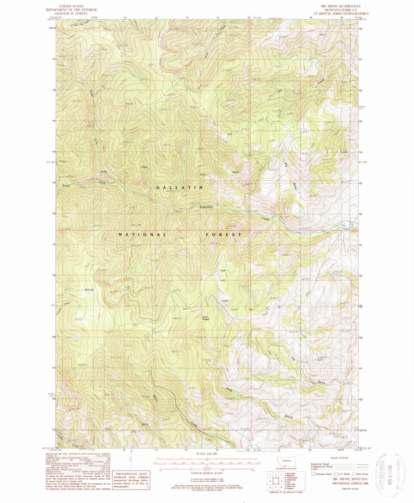 1988 Bigraw, MT - Montana - USGS Topographic Map