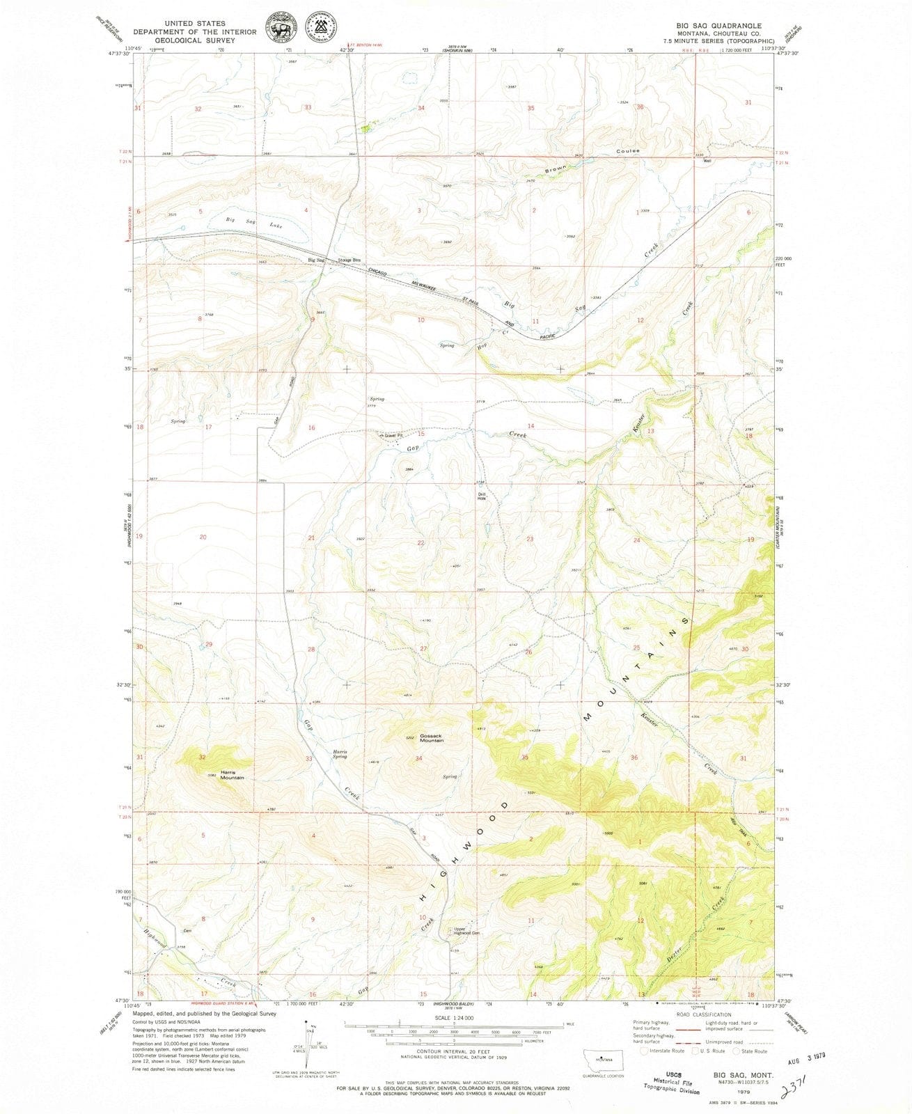 1979 Big Sag, MT - Montana - USGS Topographic Map