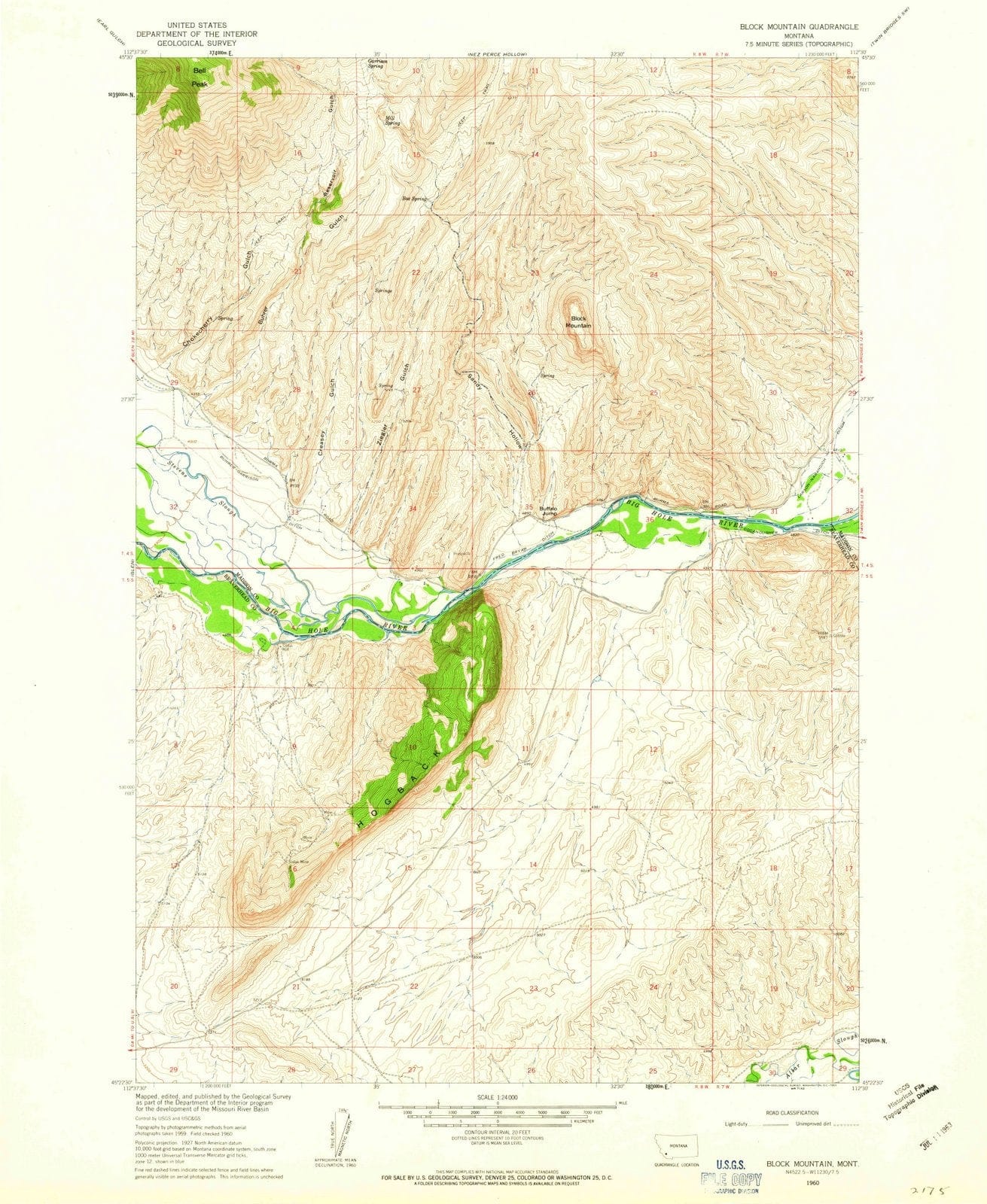 1960 Block Mountain, MT - Montana - USGS Topographic Map