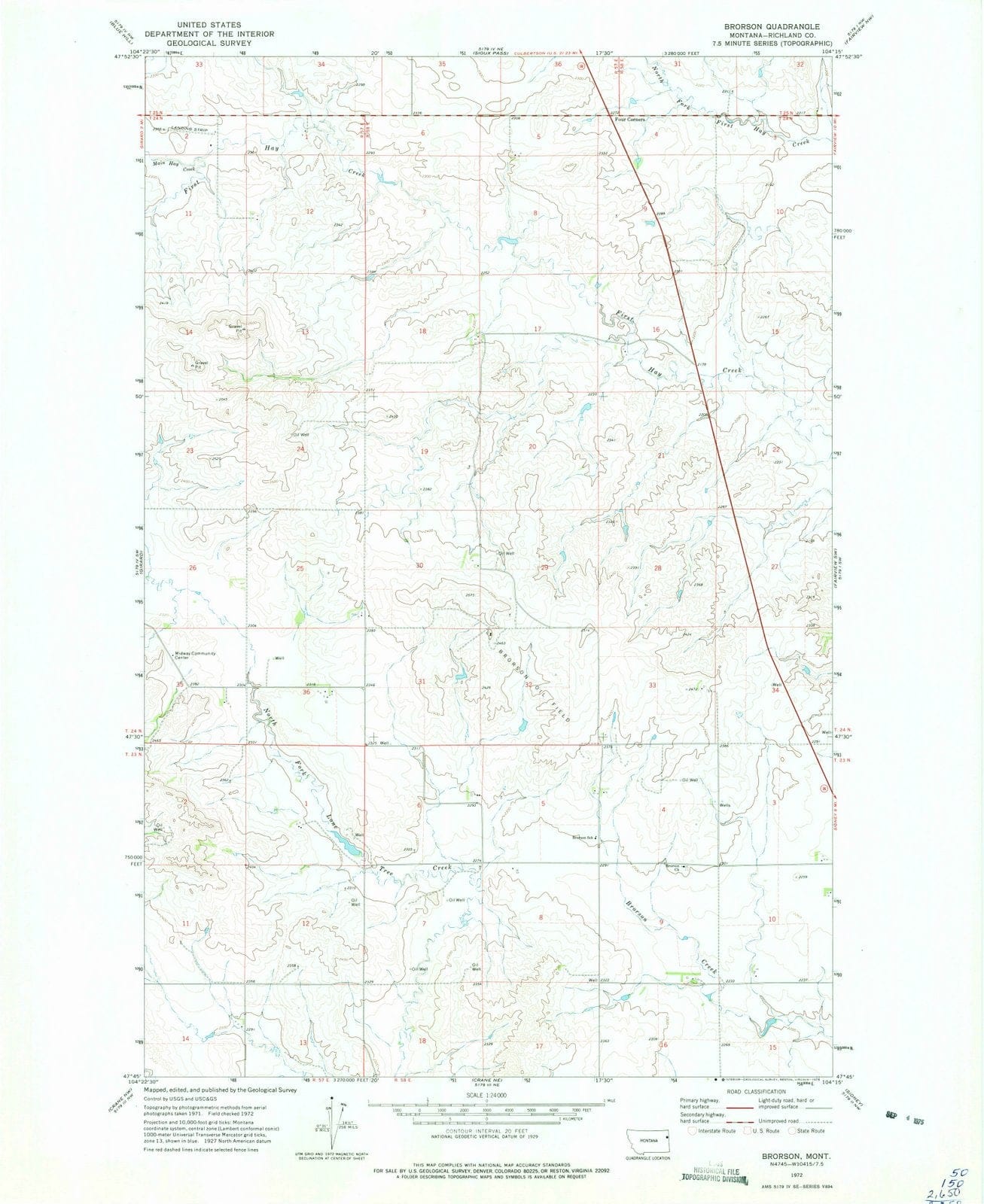 1972 Brorson, MT - Montana - USGS Topographic Map