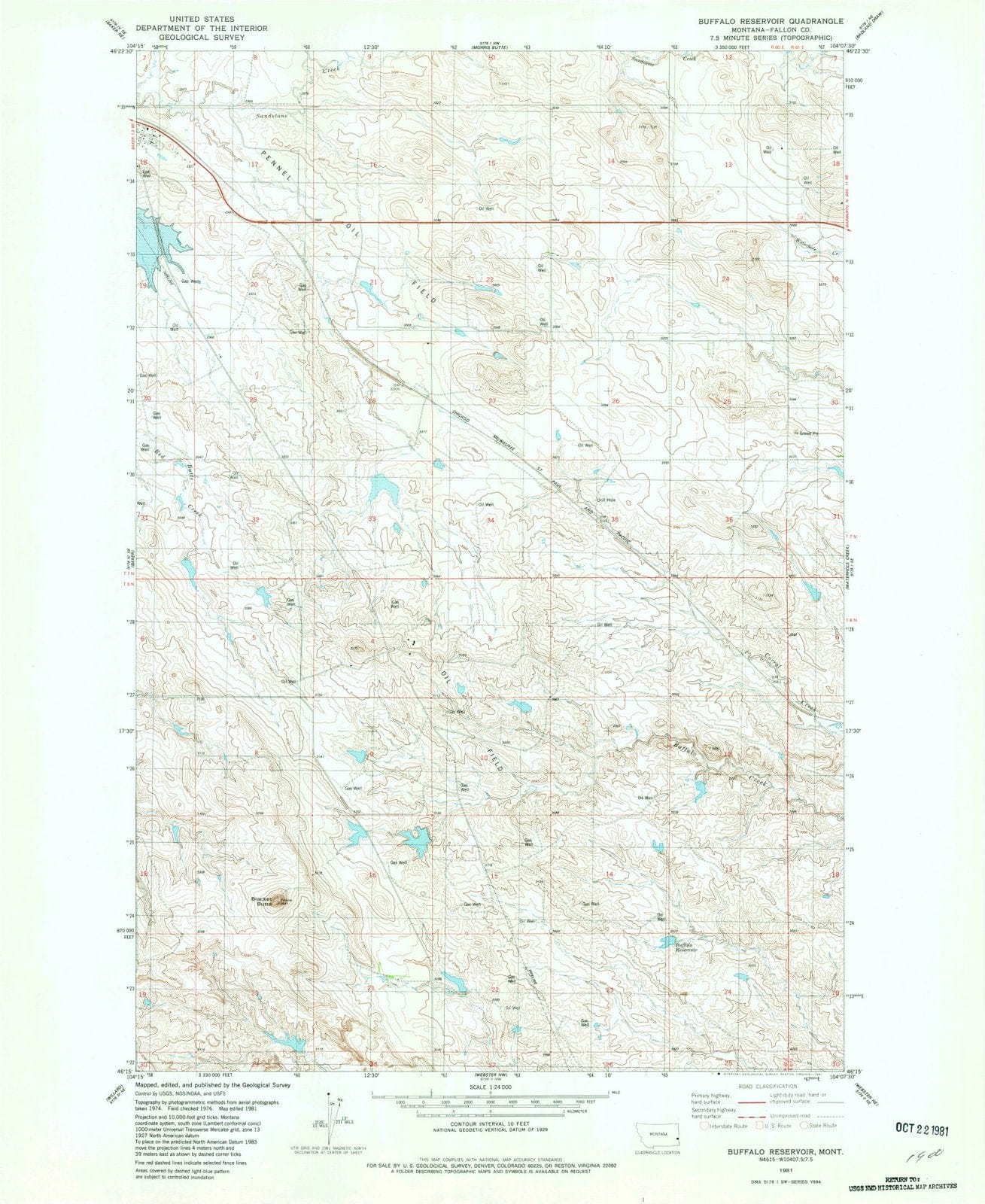 1981 Buffalo Reservoir, MT - Montana - USGS Topographic Map