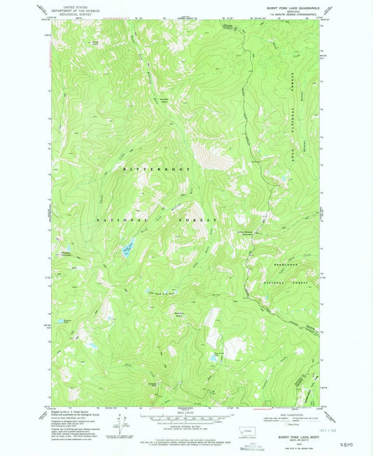 1974 Burnt Fork Lake, MT - Montana - USGS Topographic Map