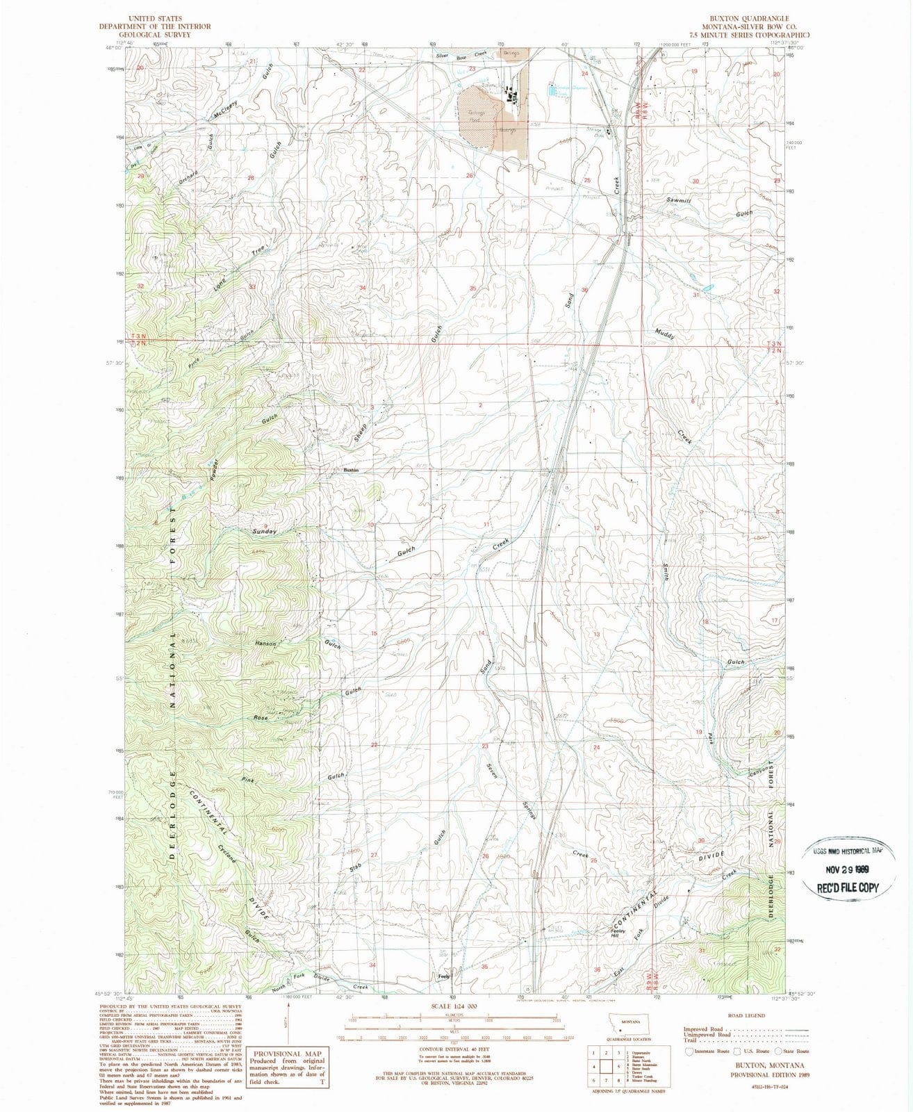 1989 Buxton, MT - Montana - USGS Topographic Map