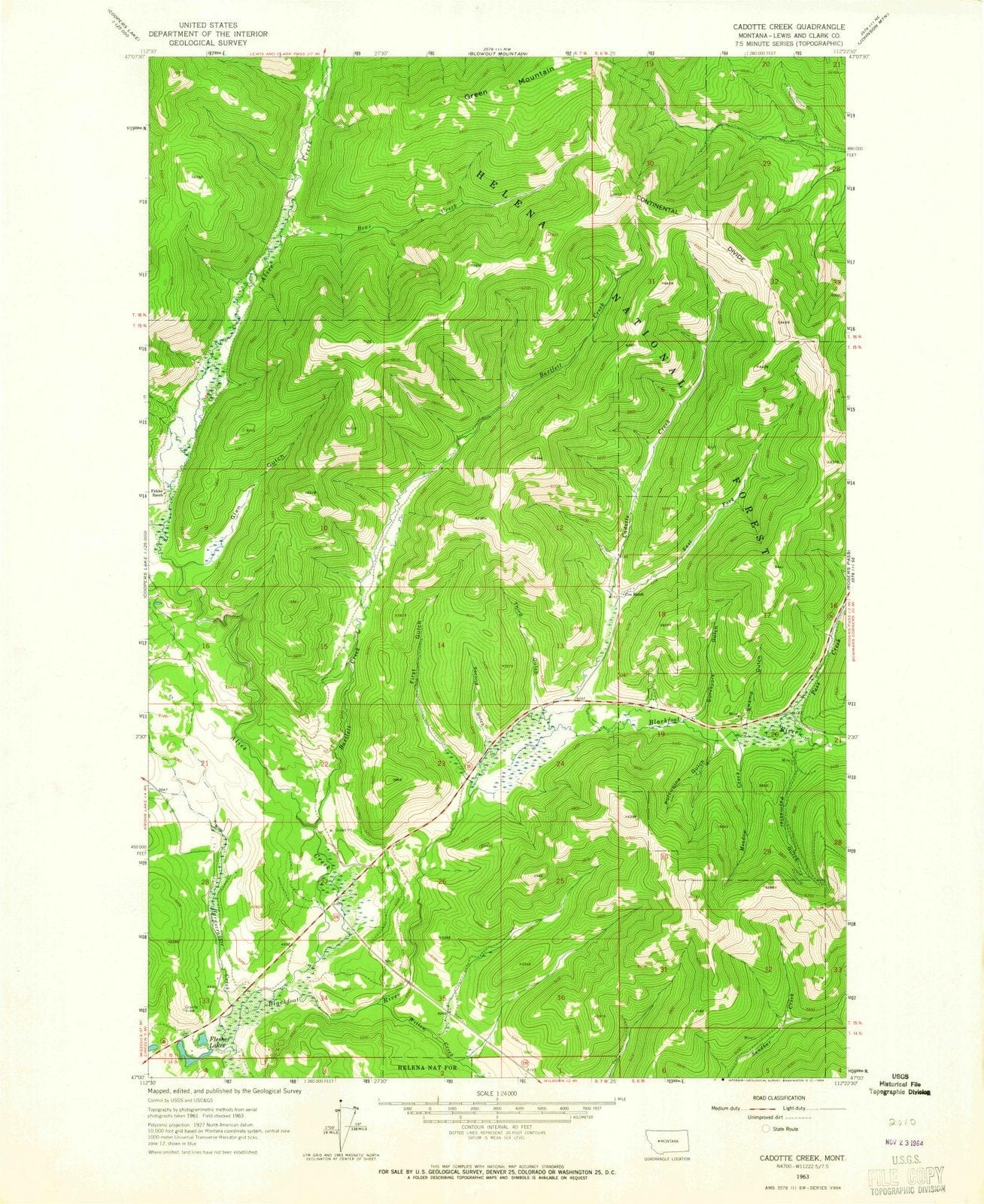1963 Cadotte Creek, MT - Montana - USGS Topographic Map