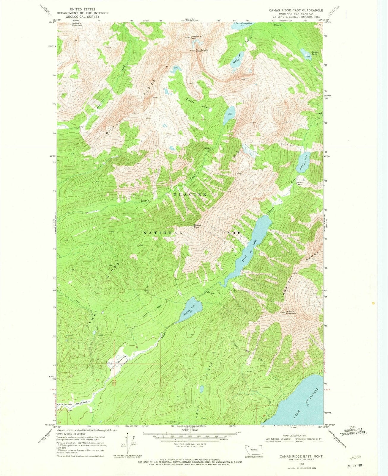 1968 Camas Ridge East, MT - Montana - USGS Topographic Map