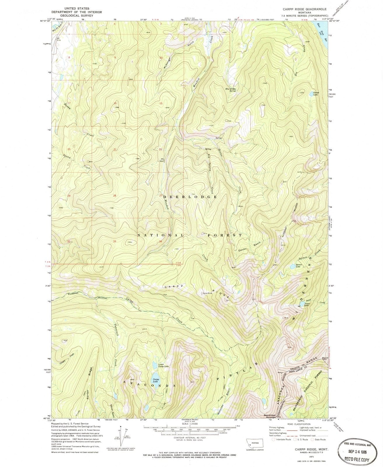 1971 Carpp Ridge, MT - Montana - USGS Topographic Map