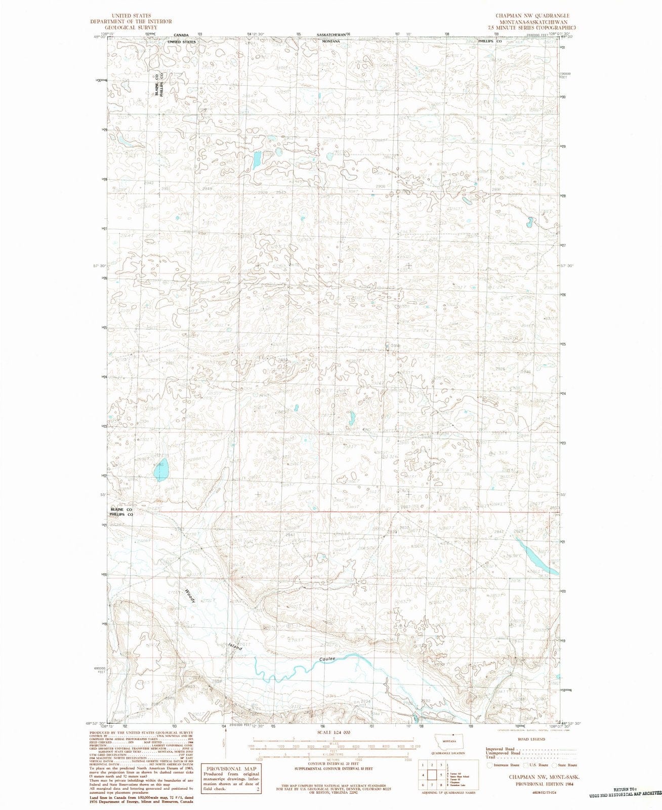 1984 Chapman, MT - Montana - USGS Topographic Map
