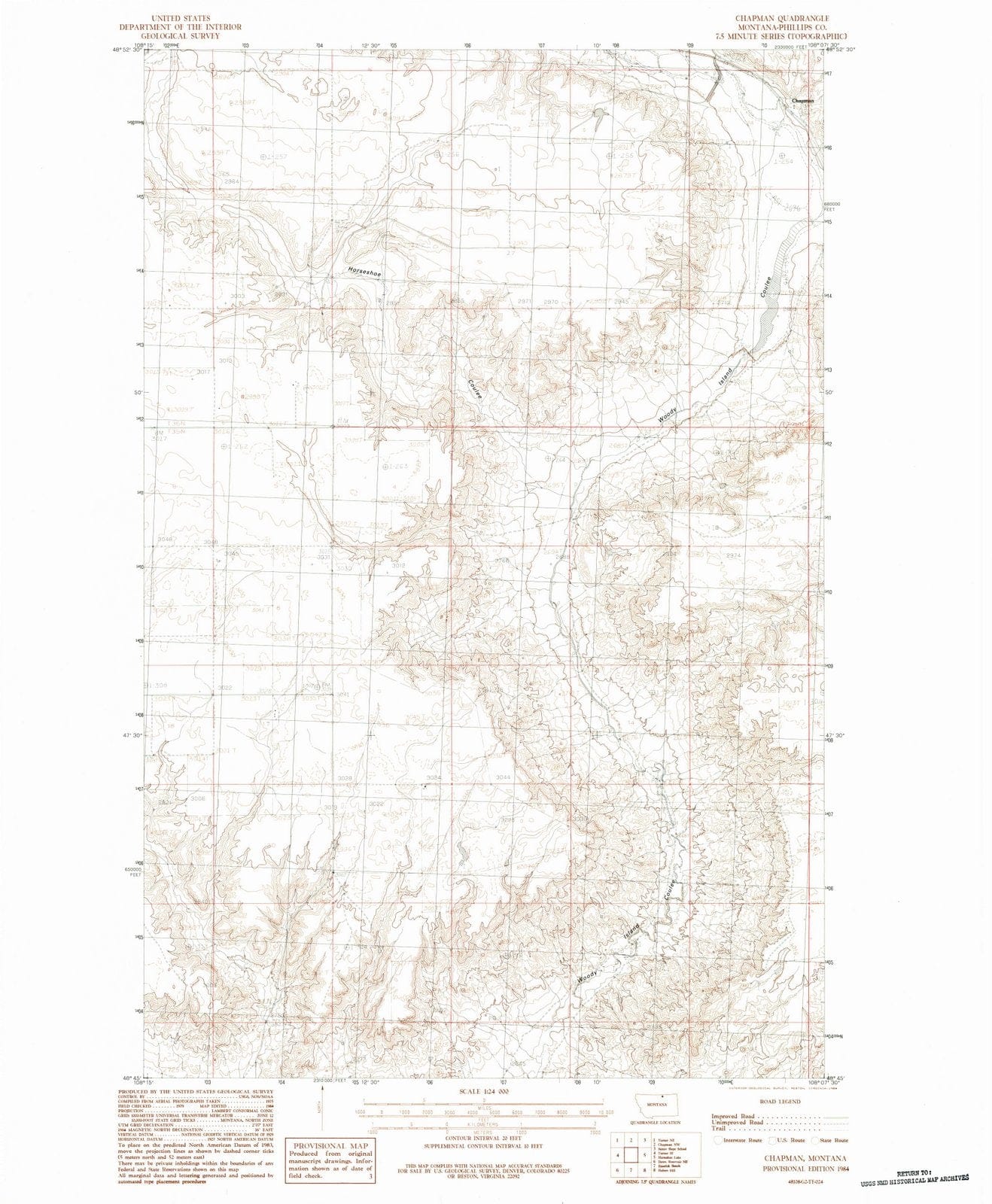 1984 Chapman, MT - Montana - USGS Topographic Map v2