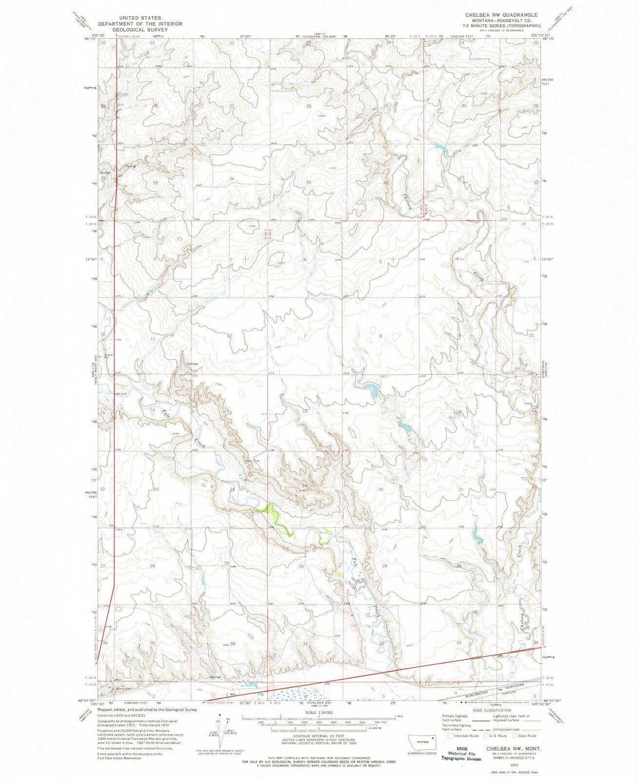1972 Chelsea, MT - Montana - USGS Topographic Map