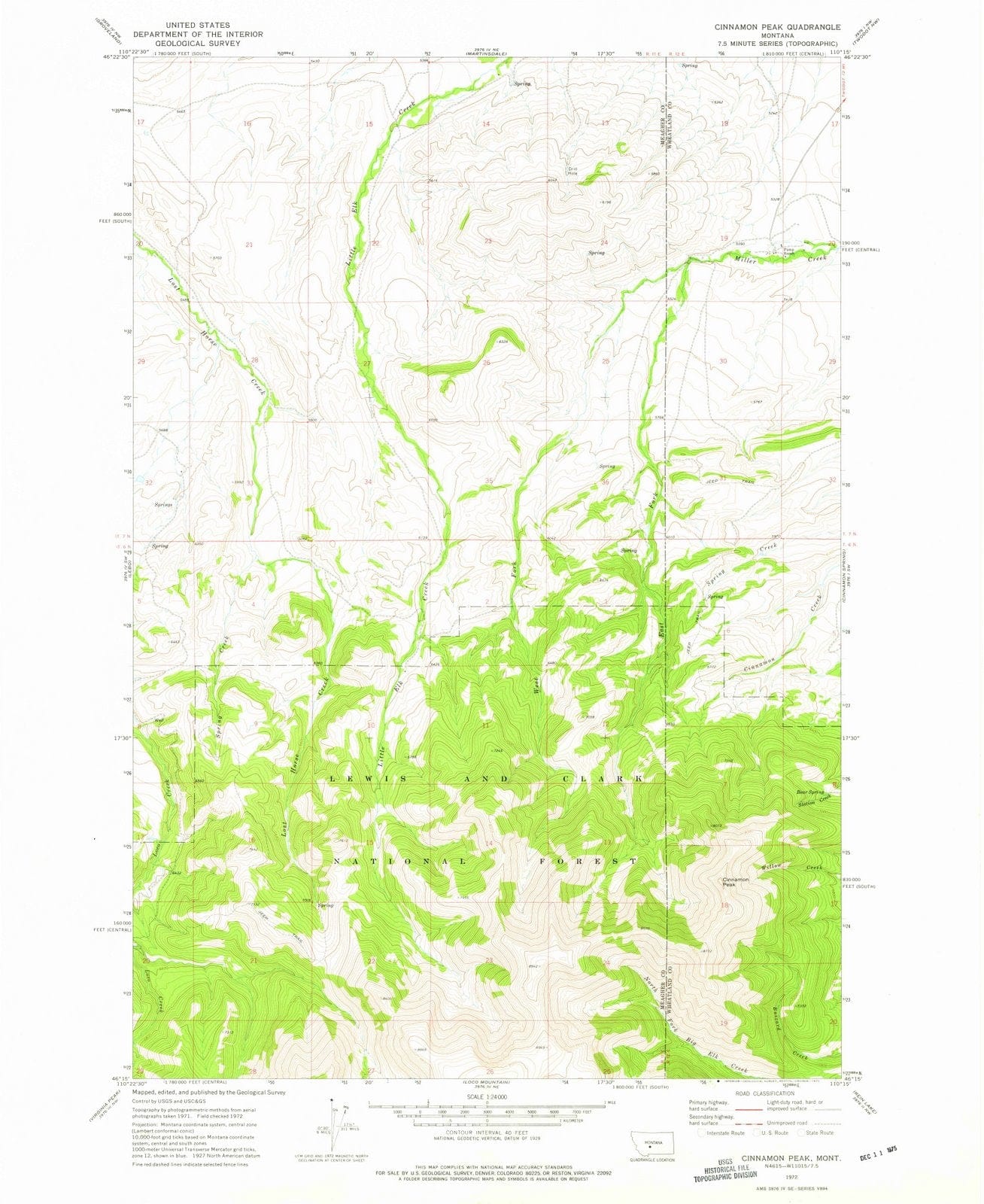 1972 Cinnamon Peak, MT - Montana - USGS Topographic Map