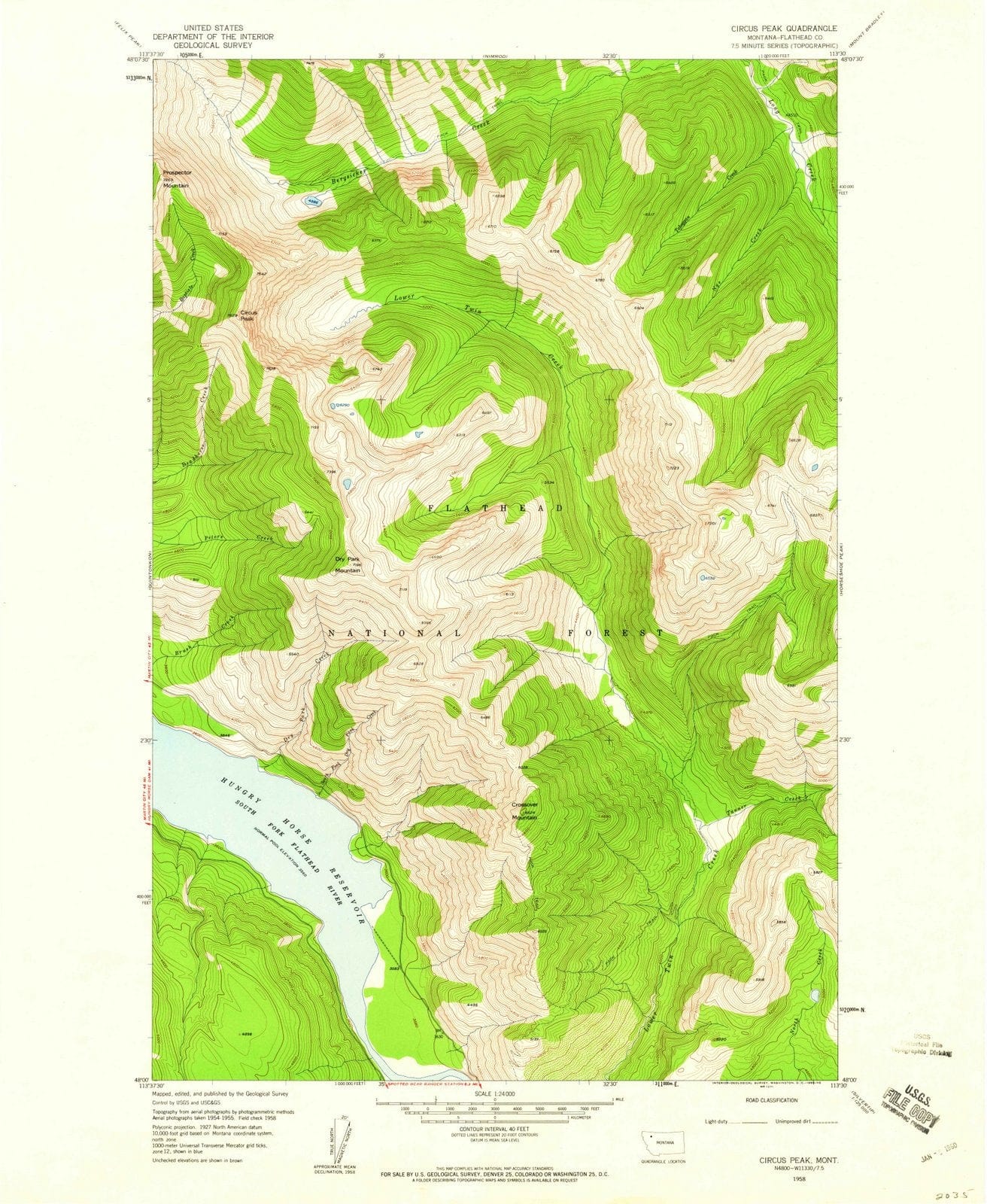 1958 Circus Peak, MT - Montana - USGS Topographic Map