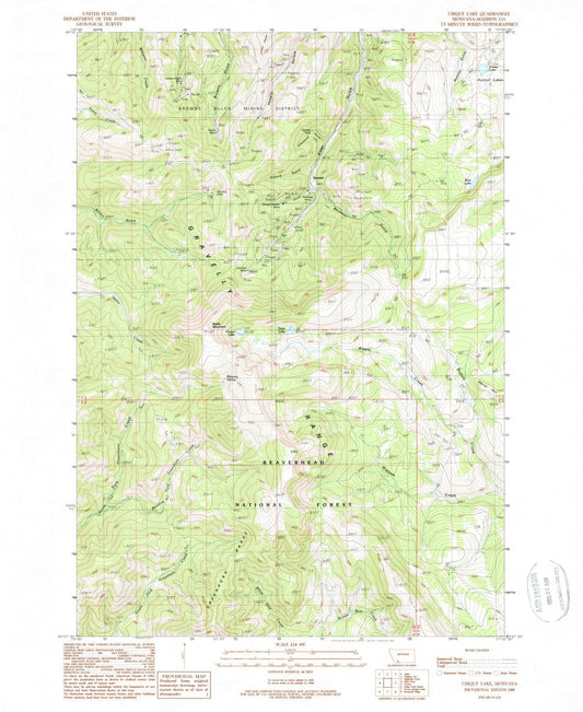 1988 Cirque Lake, MT - Montana - USGS Topographic Map