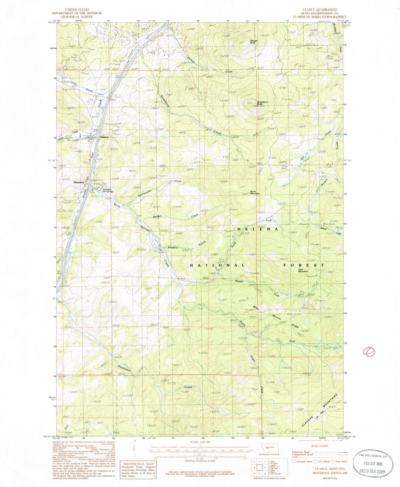 1985 Clancy, MT - Montana - USGS Topographic Map