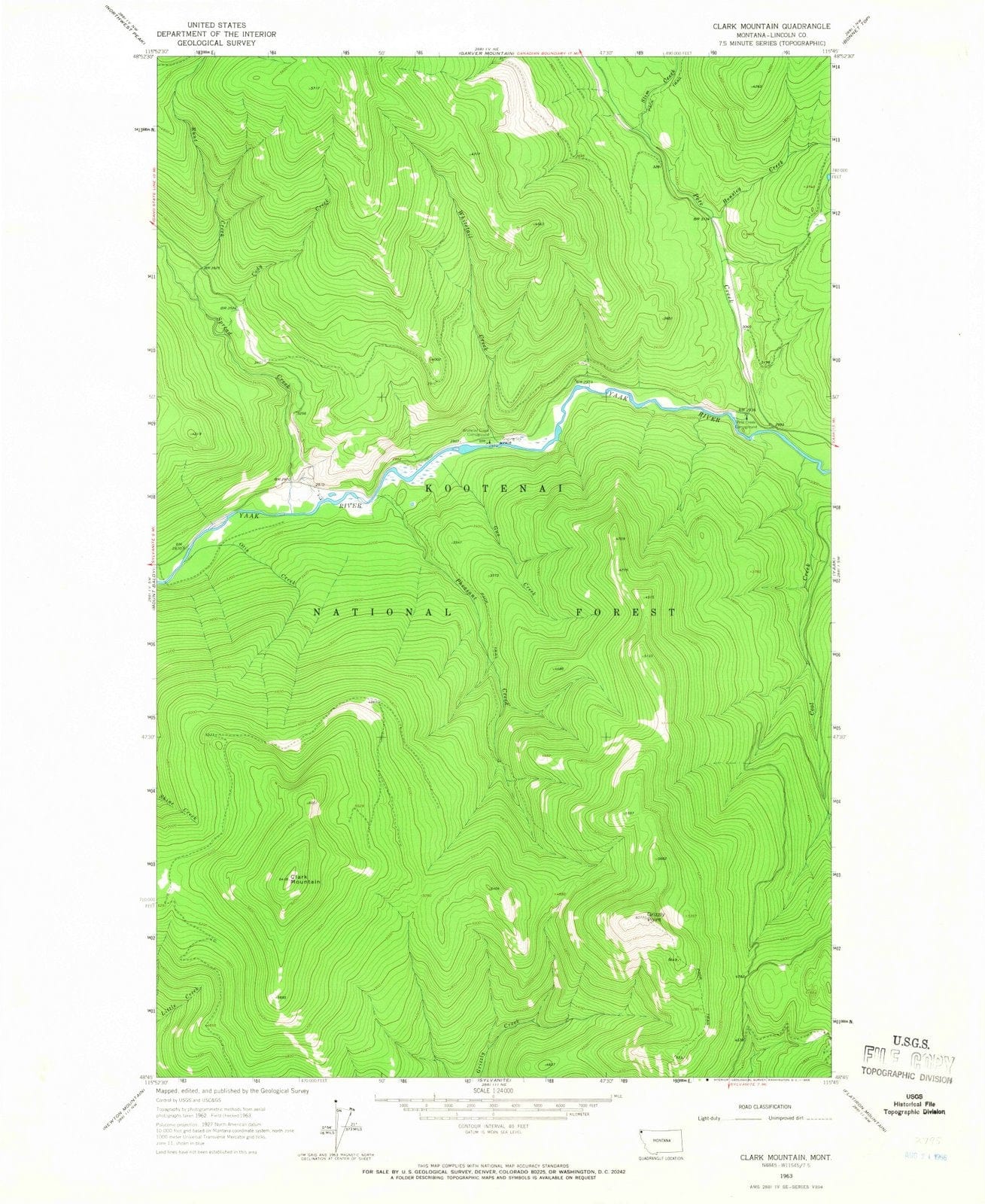 1963 Clark Mountain, MT - Montana - USGS Topographic Map