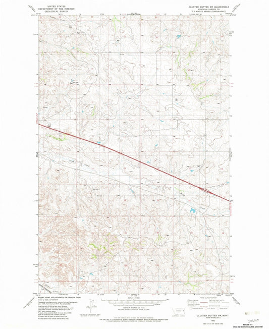 1982 Cluster Buttes, MT - Montana - USGS Topographic Map v3