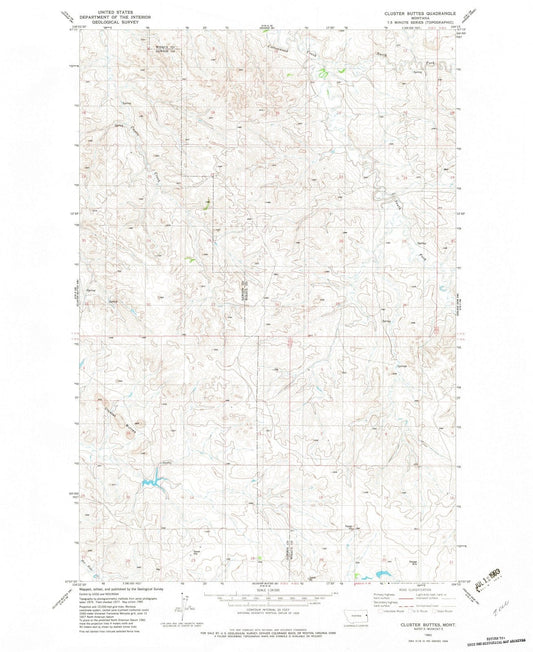 1982 Cluster Buttes, MT - Montana - USGS Topographic Map v4
