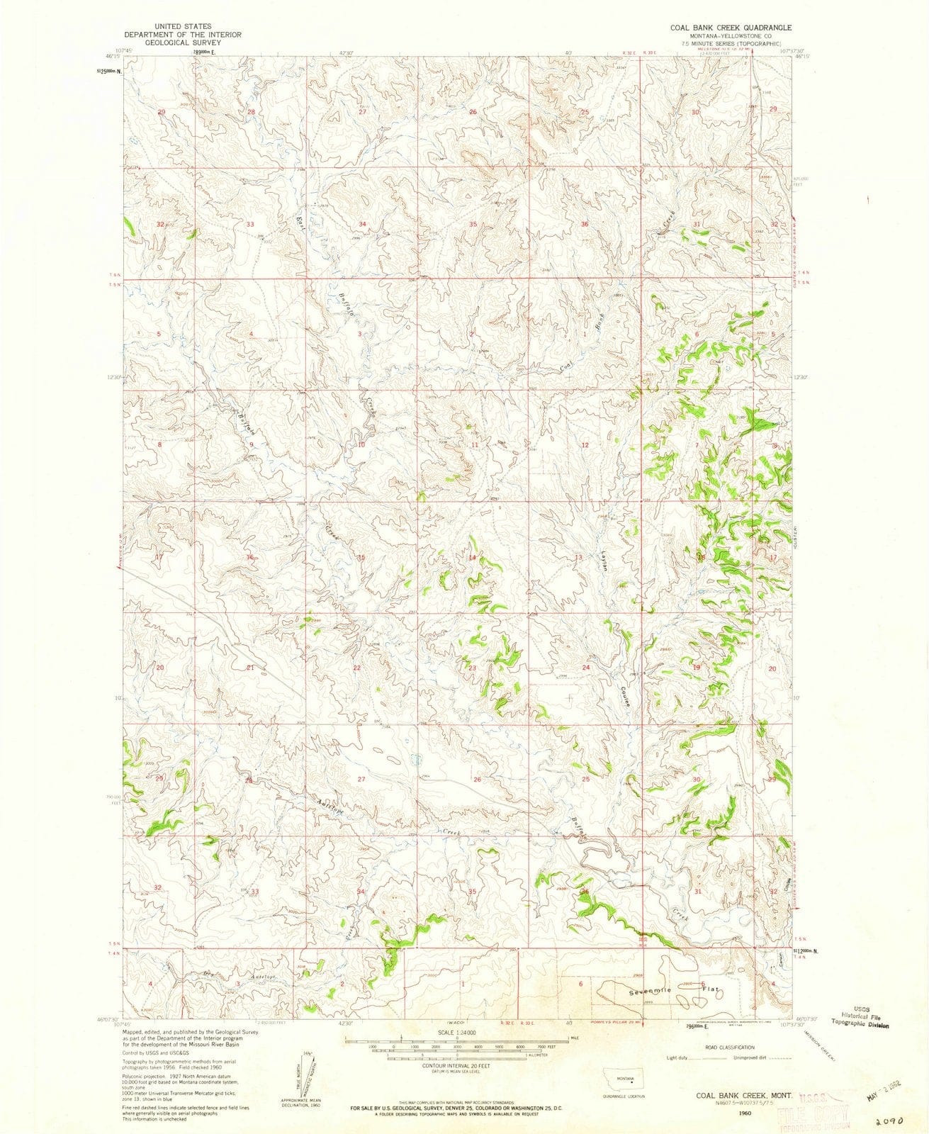 1960 Coal Bank Creek, MT - Montana - USGS Topographic Map