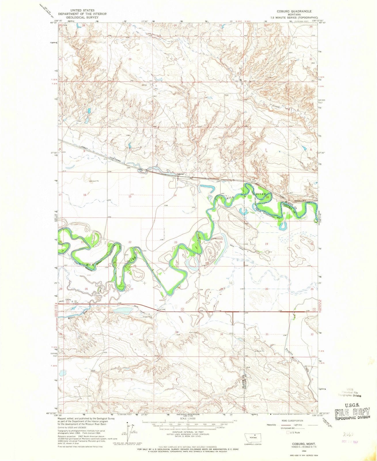 1964 Coburg, MT - Montana - USGS Topographic Map v2