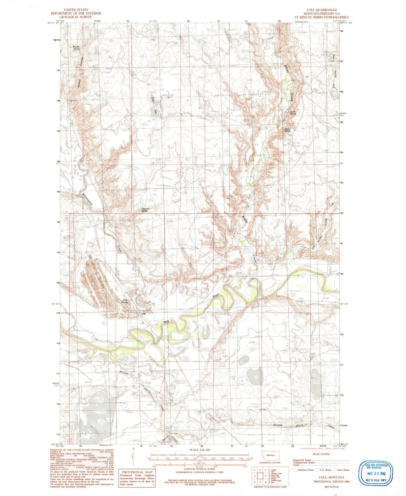 1984 Cole, MT - Montana - USGS Topographic Map