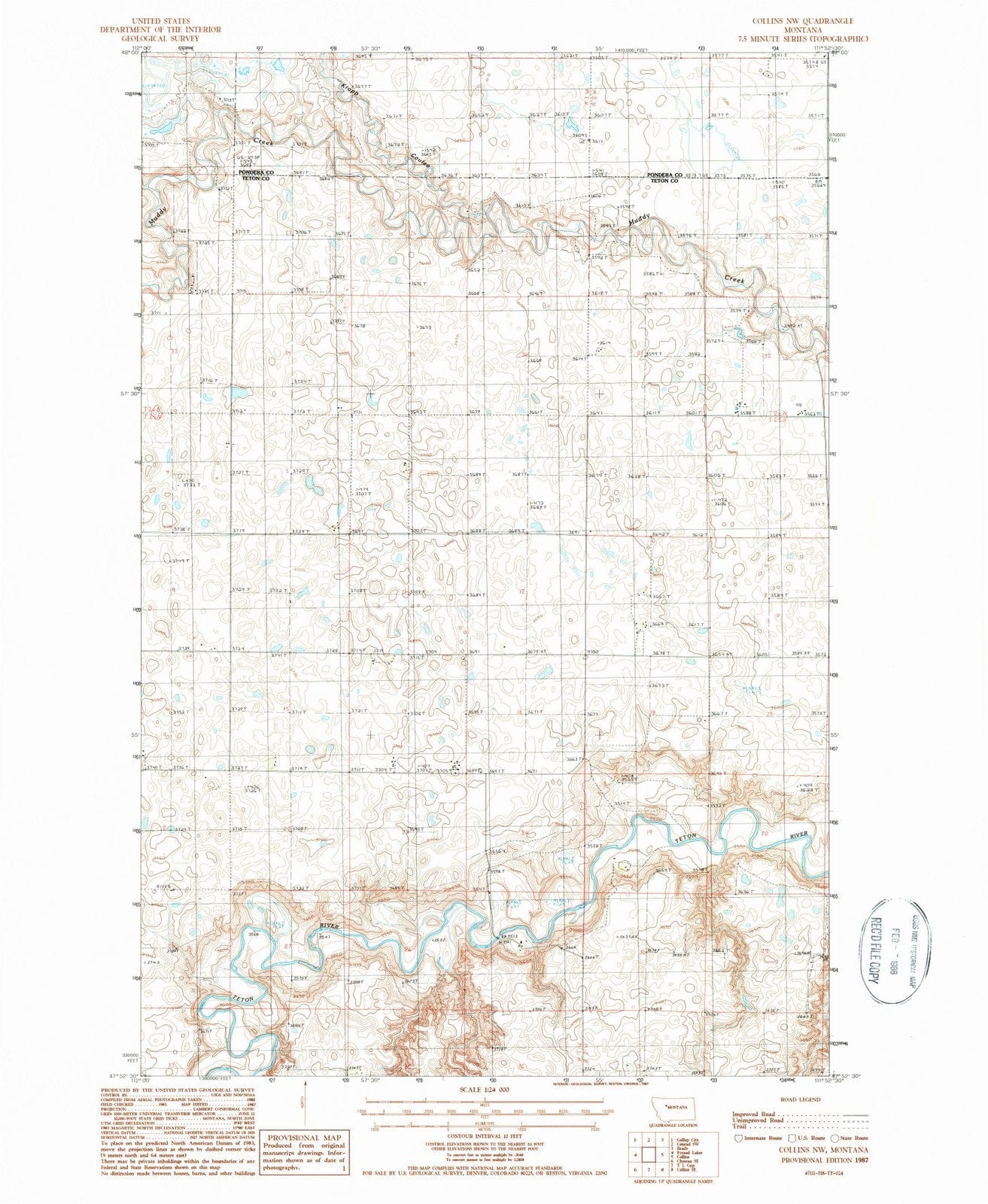 1987 Collins, MT - Montana - USGS Topographic Map