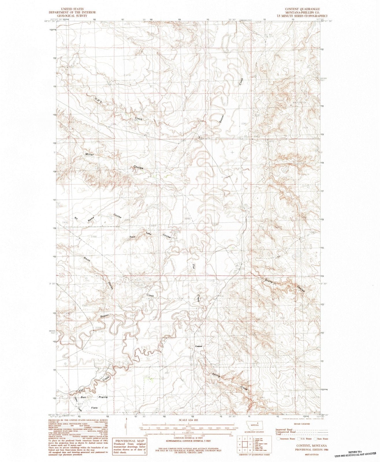 1984 Content, MT - Montana - USGS Topographic Map v2