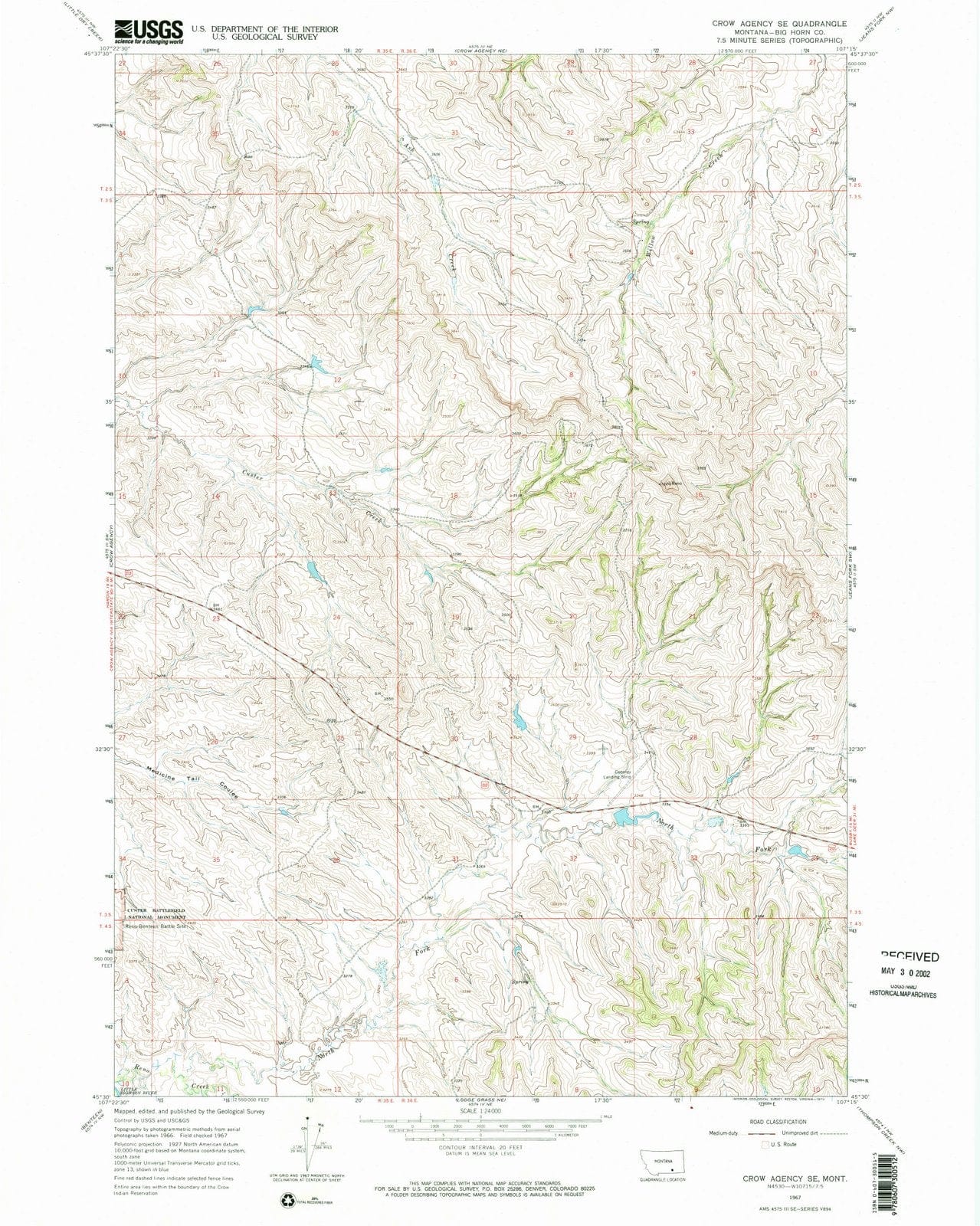 1967 Crow Agency, MT - Montana - USGS Topographic Map v2