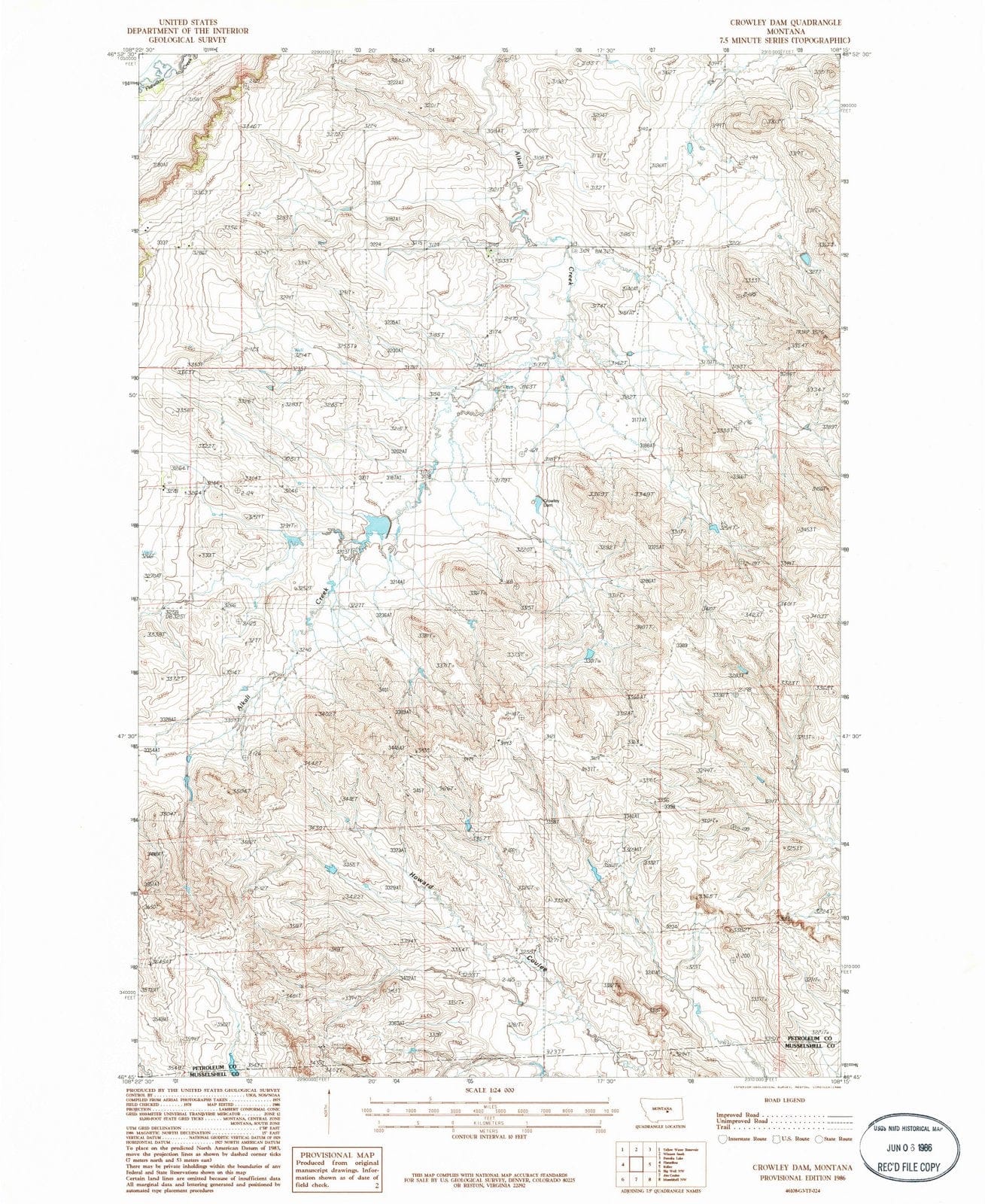 1986 Crowleyam, MT - Montana - USGS Topographic Map
