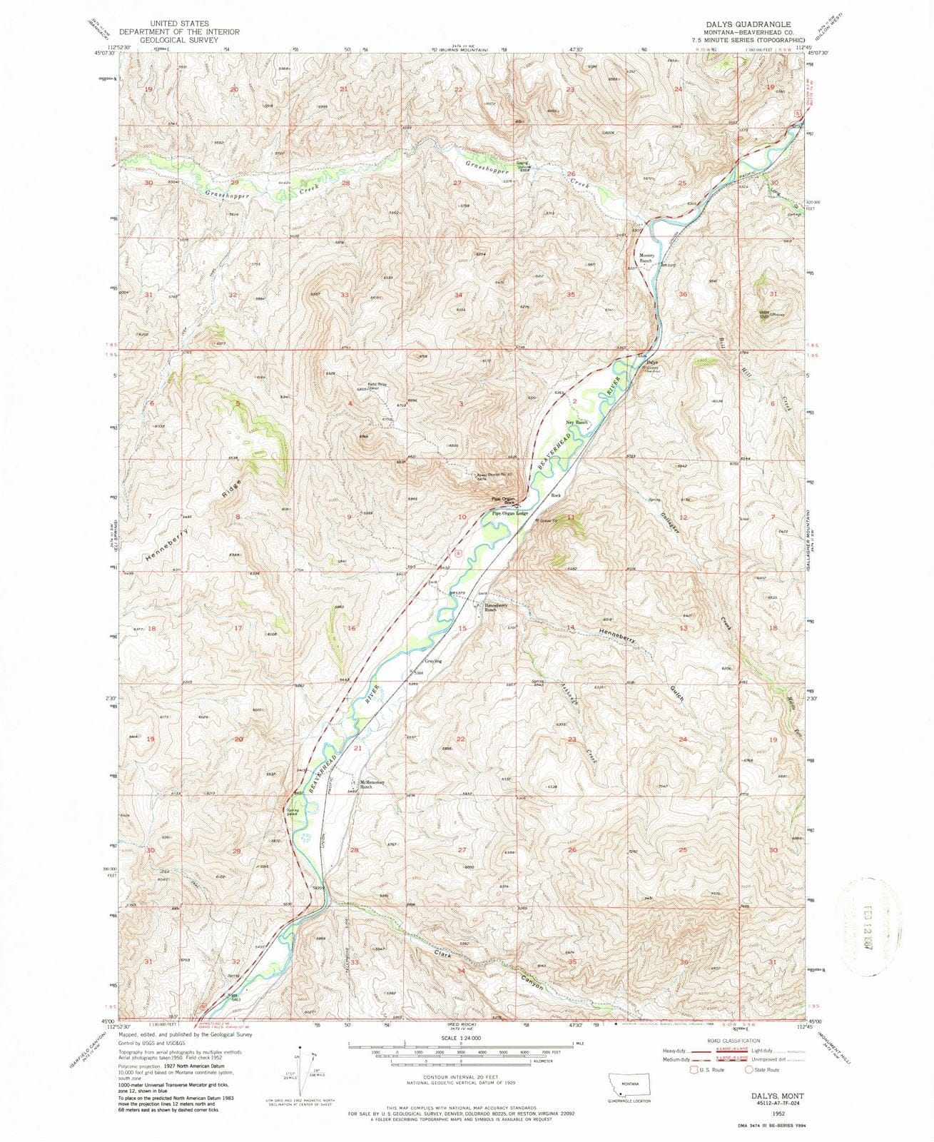 1952 Dalys, MT - Montana - USGS Topographic Map