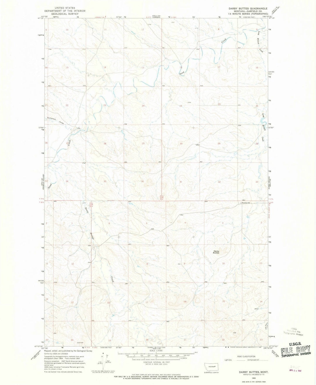 1965 Darby Buttes, MT - Montana - USGS Topographic Map v2