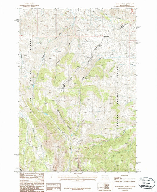 1987 Deadman Lake, MT - Montana - USGS Topographic Map