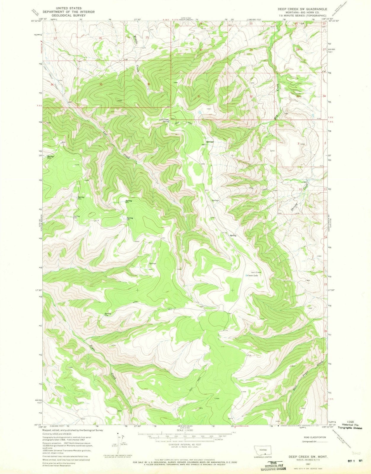 1967 Deep Creek, MT - Montana - USGS Topographic Map v2