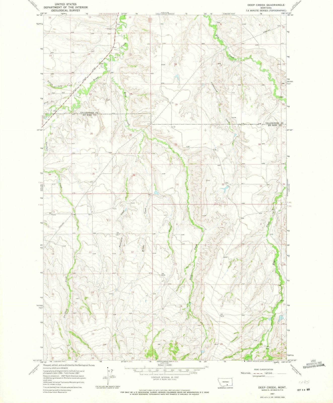 1967 Deep Creek, MT - Montana - USGS Topographic Map v3