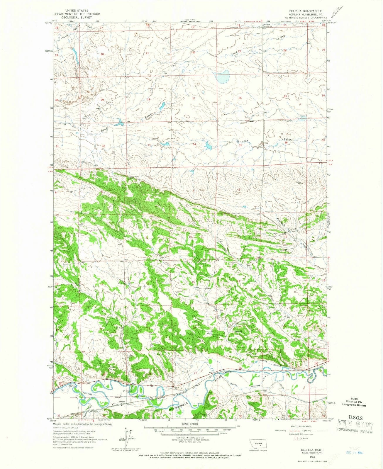 1963 Delphia, MT - Montana - USGS Topographic Map