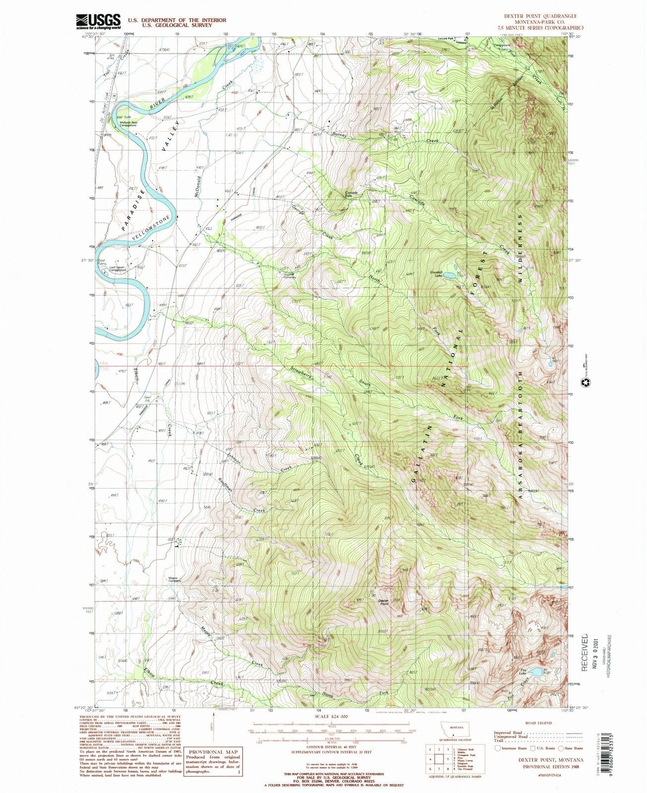 1988 Dexter Point, MT - Montana - USGS Topographic Map