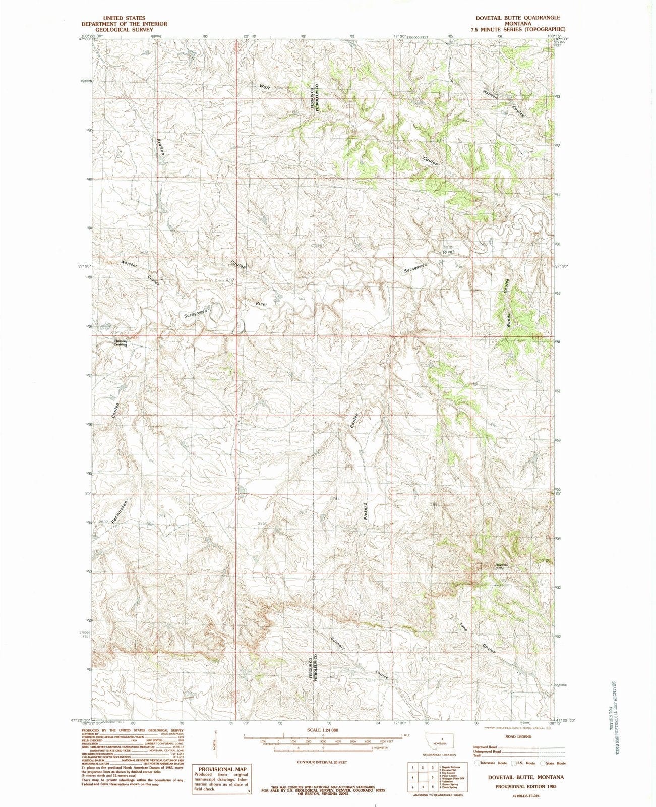 1985 Dovetail Butte, MT - Montana - USGS Topographic Map