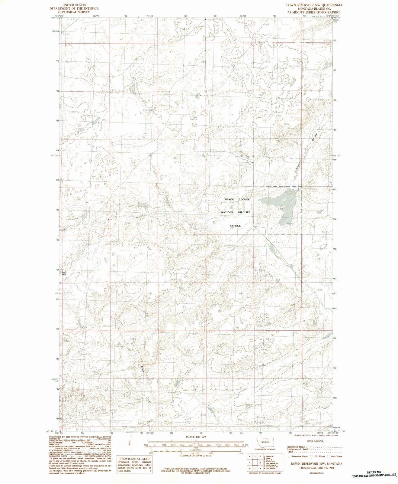 1984 Down Reservoir, MT - Montana - USGS Topographic Map v2