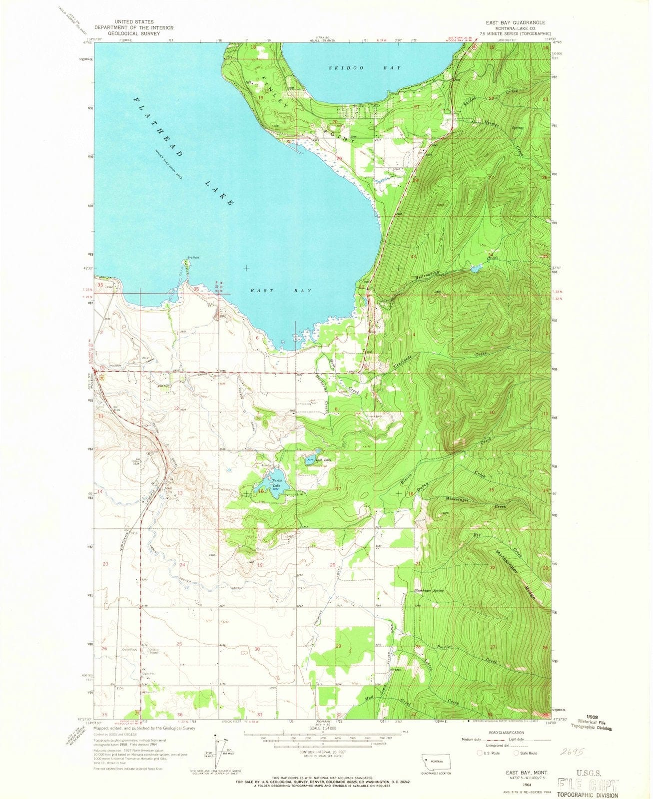 1964 East Bay, MT - Montana - USGS Topographic Map