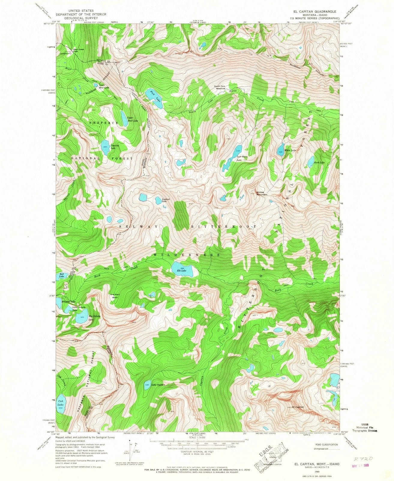 1964 El Capitan, MT - Montana - USGS Topographic Map