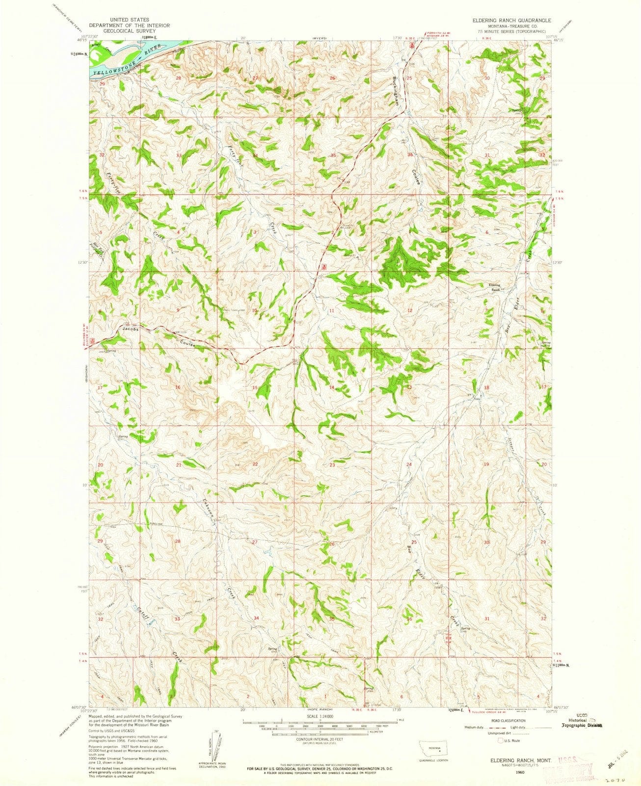1960 Eldering Ranch, MT - Montana - USGS Topographic Map