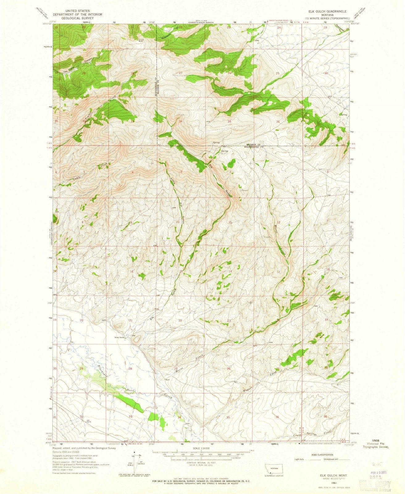 1961 Elk Gulch, MT - Montana - USGS Topographic Map