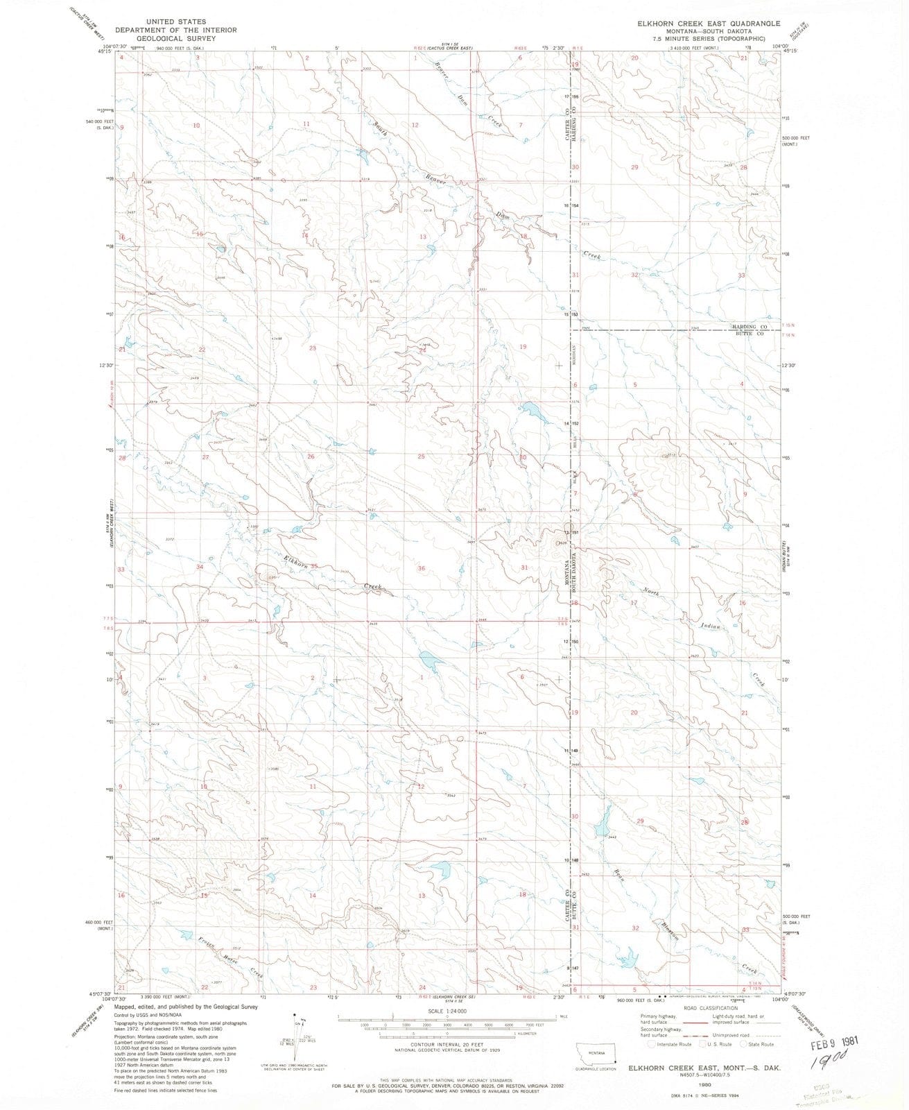 1980 Elkhorn Creek East, MT - Montana - USGS Topographic Map