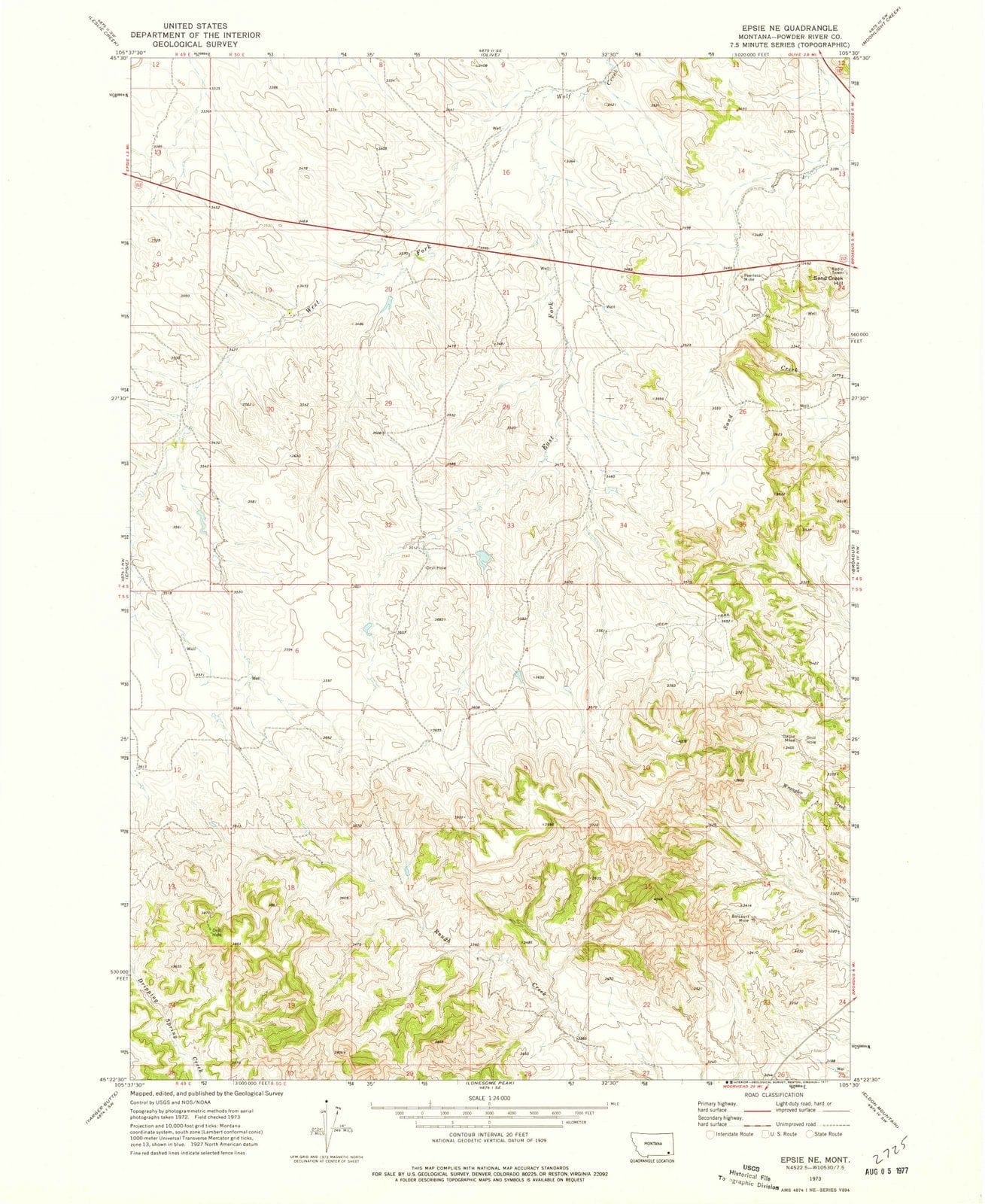 1973 Epsie, MT - Montana - USGS Topographic Map