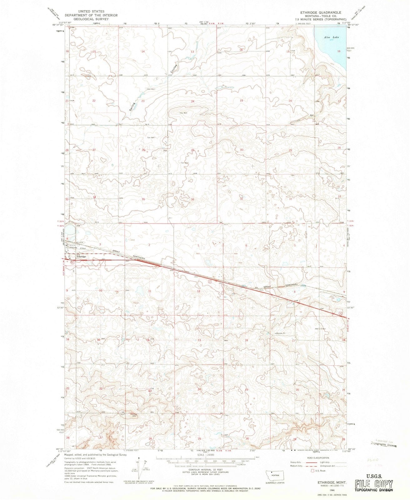 1966 Ethridge, MT - Montana - USGS Topographic Map v2
